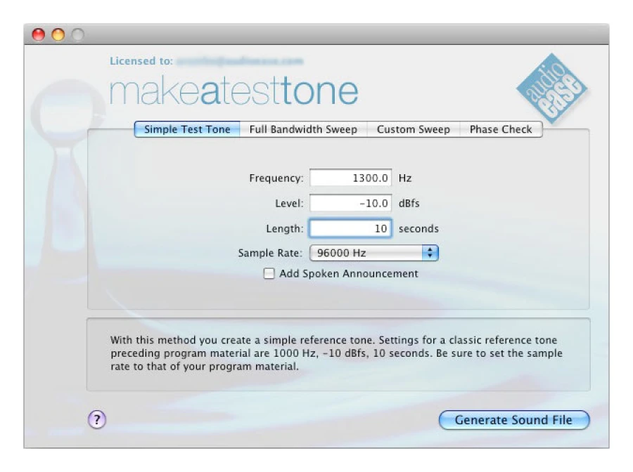 Audio Ease Make A Test Tone
