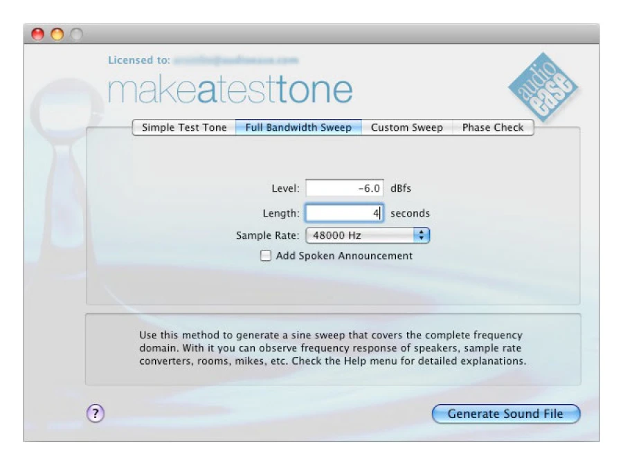 Audio Ease Make A Test Tone