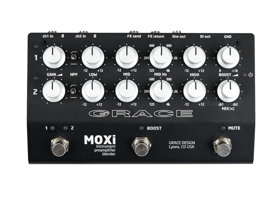 Grace Design MOXI - Preamplificatore a Due Canali per Strumenti Acustici con EQ e DI Professionale