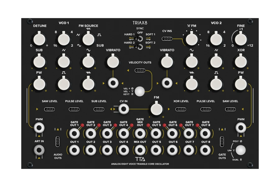 Triax8 - Analog Eight Voice Triangle Core Oscillator