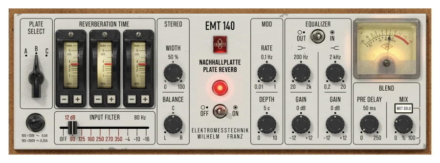 UNIVERSAL AUDIO UAD EMT 140 Classic Plate Reverberator
