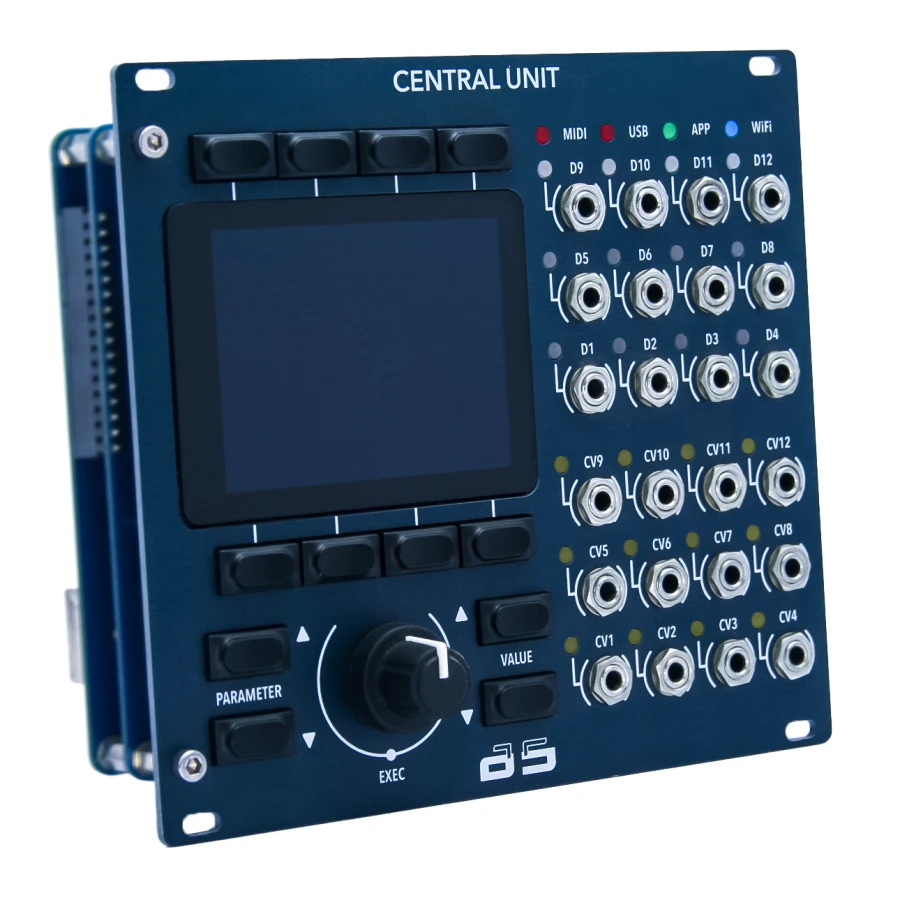 Adamsynths Central Unit + power supply + rail